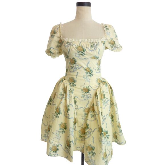 NWT House of CB Rosie Floral Dress Size S Rosie Puff Sleeve Cotton Mini Sundress - Picture 2 of 9